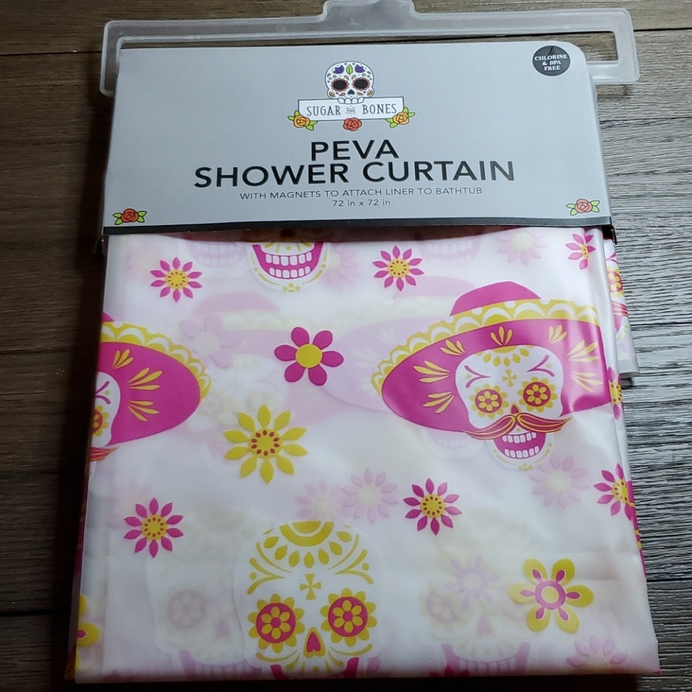 Sugar and Bones Sugar Skull Novelty Shower Curtain